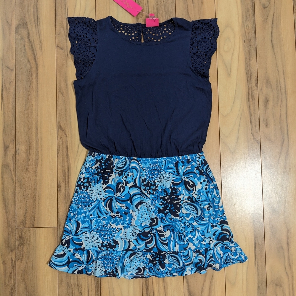Lilly Pulitzer Navy Top Blue Patterned Girls Romper